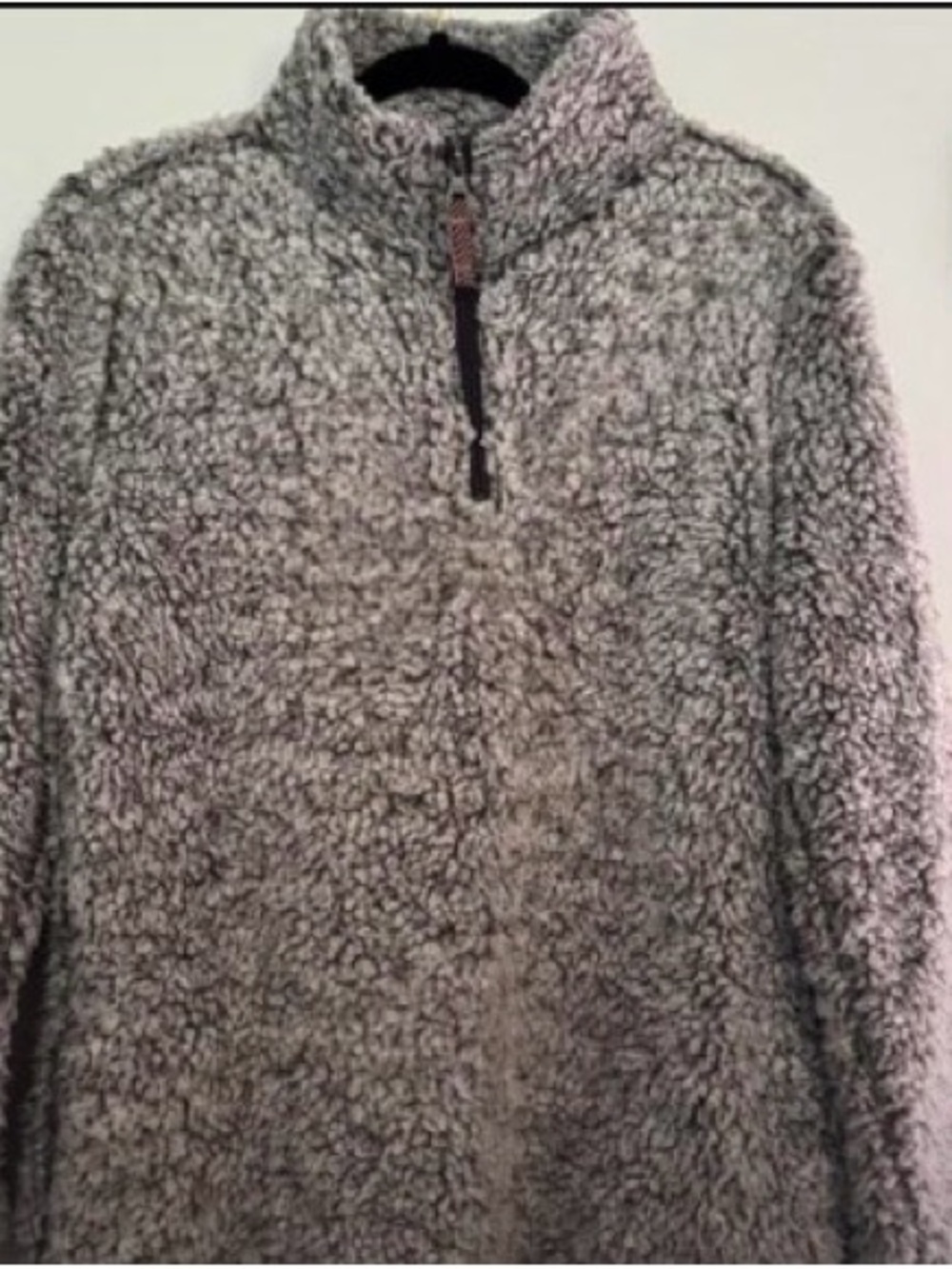 Cozy Women's Gray Sherpa Quarter-Zip Sweater